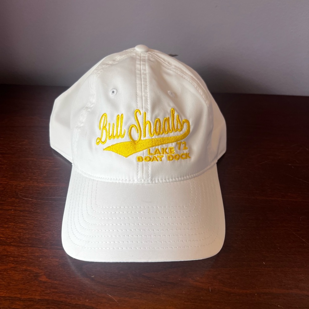 The Game Bull Shoals‎ Strapback Hat Cap with Yellow Embroidery White NWT